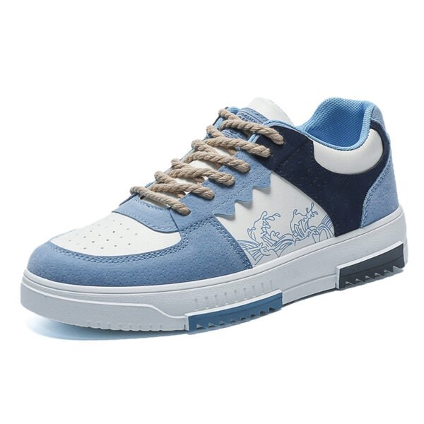 Trendy Colour Block & Wave Pattern Skateboard Shoes, Comfy Non Slip Lace Up Durable Sneakers-dct029