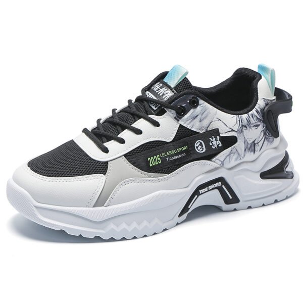 Casual Leather Sneakers Thick Sole Sneakers Fashion Outdoor Shoes Non-slip Low Top-dce97